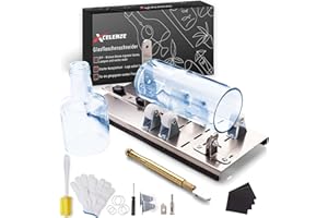 Xcelenze – Premium Glasschneider für Flaschen vormontiert zum sofortigen Starten für Anfänger und Profis | Flaschenschneider mit 5 verstellbaren Rädern für perfekte DIY Lampen, Kerzenständer