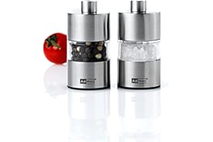 AdHoc Set Mini Molinillo de Sal y Pimienta, Acero Inoxidable, Molinillo de Cerámica, 6,2 cm, MP31