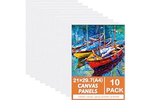 Koncci Lot de 10 toiles A4 en coton sans acide pour peinture acrylique