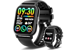 Poounur Montre Connectée Homme Femmes avec Appels Bluetooth, 1,85''Smartwatch avec Podometre, Cardiofrequencemetre, Montre Homme avec 112 Modes Sportifs,Etanche IP68, Montre Intélligente pour Android