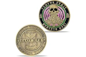 AtSKnSK Memento Mori Moneta Memento Vivere Moneta Teschio Albero della Vita Medaglione Wander Moneta DEC Fantastica Medaglia di Recupero Stoica Moneta Memento (Bronzo antico)