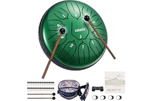 LEKATO Stalowy bęben językowy (15 cm, 11 dźwięków, tonacja D), stalowy mini handpan z torbą do przenoszenia, stalowy bęben szczelinowy do medytacji leczniczej, łagodny bęben wiszący, tankdrum