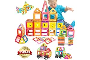 GLADTOP Construction Magnetique Enfant Jouet 3D 68 Pièces pour 3 4 5 6 7 Garçons et Filles Ans Jeux Cadeaux, Enfants Jeu Bloc de Construction Magnétique Educatif de Construction Jeu Aimante Jouet