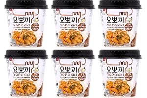 VMART Young Poong Yopokki Garlic Teriyaki Topokki Cup 120g Pack of 6 - Korean Tteokbokki Rice Cakes Korean Food Snack