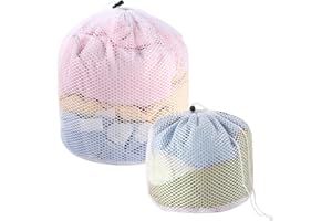 PAEFIU 2 Piezas Bolsa Lavadora, Red Lavadora Ropa Interior Bolsa Malla Lavanderia, Bolsa Calcetines Lavadora con Cordón para Ropa Interior Camisas Zapatos Abrigos (30 x 40cm, 50 x 60cm)