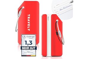 ‎TRAVELY Travely - Premium Kofferanhänger - extra sichere und auffällige Anhänger für Dein Gepäck - inklusive Namensschild - 2er Set - Rot