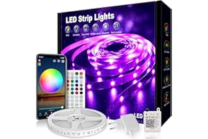 VKH Ruban LED 5m(30 LED/m), Bande LED RGB Multicolore avec Télécommande et Application, 16 Millions de Couleurs, Décoration Lumineuse pour Chambre, Noël, Fête, Anniversaire et Mariage.(1 * 5m)