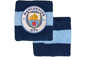 Hy-Pro Manchester City F.C. Lot de 2 Bracelets en Coton sous Licence Officielle Manchester City F.C. pour Enfants, Adultes, Unisexe, évacuation de l'humidité, Football, Course, Sport, Gym, Tennis,