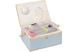 Navaris Scatola Kit Cucito - Valigetta Sarta Professionale 76 Accessori Ricamo - Forbice Ago Spilla Bottone Rivetto Automatico Rocchetto Filo Maglia