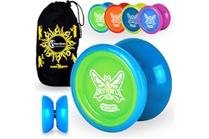 FLAMES 'N GAMES Duncan BUTTERFLY XT YoYo Ideal for Beginners + Travel Bag! C-Bearing Axle Intermediate Yo-Yo. (Purple / Blue)