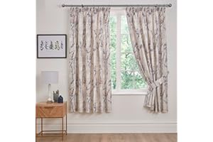 Dreams & Drapes Design - Wild Stems - Pair of Pencil Pleat Curtains With Tie-Backs - 66" Width x 72" Drop (168 x 183cm) Bed Size in Blue