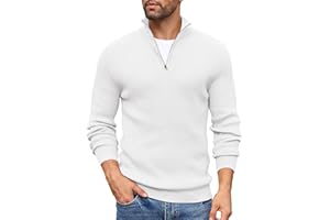 COOFANDY Maglione Uomo Invernale con Zip Maglione Uomo a Maglia con Zip 1/4 Morbido Pullover Dolcevita Classico Maglioni Invernali Regular Fit con Collo Alto