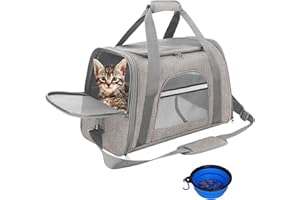 SHJOEE Torba transportowa dla psa, kota, składana, do transportu psów, oddychająca, torba dla małych zwierząt, Oxford, torba podróżna do samochodu, pociągu, podróży