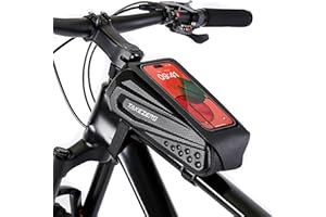 Faireach Borsa Bici Telaio Impermeabile, Borsa Manubrio Bici Rigida in Eva, 1,8L Porta Telefono Bici, Portaoggetti Bici con Touch Screen Sensibile per Smart Phone 7'', Grande Capacità, TZ06, Nero