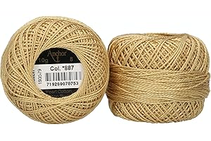 ‎ANCHOR Anchor 4591008-00887 Stickgarne, 100% Baumwolle, messing, Stärke 8, 82m, 16 Gramm