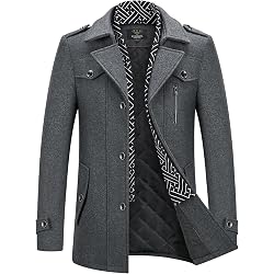 Manteau Homme Long Hiver Laine - Trench Coat Classique Caban Élégant Slim Fit