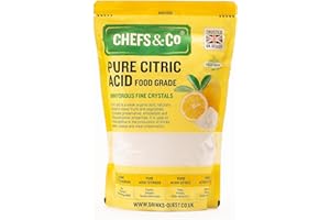 CHEFS & CO Pure Citric Acid Food Grade 1 Kg | Citric Acid Powder | Meat & Drink Preservation & Flavor Enhancer | Anhydrous | 100% Pure Fine Crystals | GMO-Free, Premium Quality, Vegan, Gluten-Free