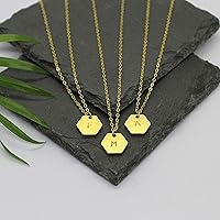 Hexagon inital necklace