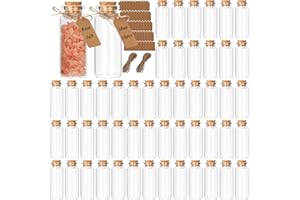CulnCraz 50 Pcs 30ml Mini Glass Wish Bottles with Cork Stoppers, Tiny Glass Jars with Label Tags and String, Mini Vials for Decoration, Wedding Party, Arts Crafts, Party Favors