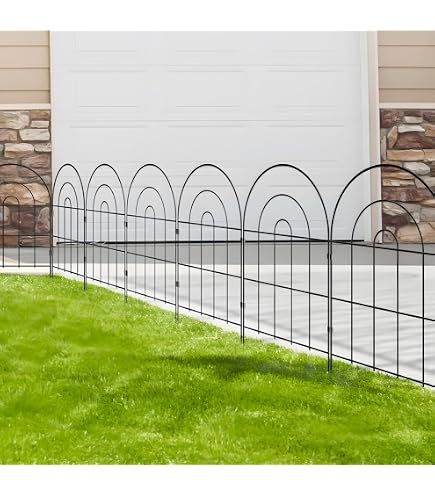 FOREHOGAR Metall-Gartenzaun Mit Tor - 71 Cm Hoch, 7,1 M Lang, Schwarz, Einfach Ohne Graben Montierbar