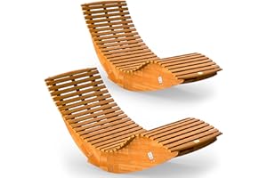 Casaria® 2x Sdraio a Dondolo JAVA Pieghevole 155x60x93cm Portata 160 kg Legno Acacia Certificato FSC® Lettino Sauna