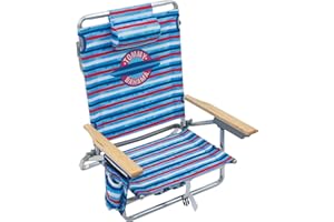 Tommy Bahama Backpack Beach Chair, polyester, Red, White, and Blue Stripe, 23" x 25.25" x 31.5"