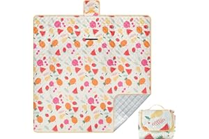 Neloheac Couverture Pique Nique Imperméable 200x200 cm, Tapis de Plage Grand Lavable en Machine, Couverture de Plage Pliable Léger pour Camping Voyage Randonnée, Fruits