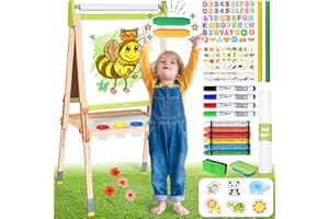 JOYOOSS Easel Kids Easel for Toddlers Easel,Art Easel for Childrens Easel for Kids Chalkboard,Painting Easel for Kids Chalk Board for Kids Easel with Paper Roll Kids' Easels Blackboard for Kids Easel