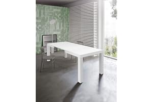 icreo Tavolo allungabile moderno, mod.DIONISIO finitura bianco frassinato cm.140x90 H75 con 2 allunghe cm.40 allungabile a cm.220 nobilitato di alta qualità DISPONIBILE ANCHE IN ALTRI COLORI