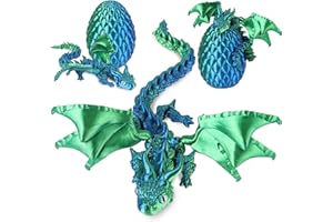 JONRRYIN Drago Stampato in 3D, Giocattolo di Drago, Realistico Drago Giocattolo, Drago Articolato Alato e Giunti Flessibili, Giocattoli da Scrivania (Pterosauro dagli occhi grandi)