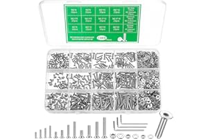 Bnnrjia 1005 STK M2, M2,5 M3 Senkkopfschrauben Muttern Set, Torx Schrauben Set, Torx Senkkopf Maschinenschrauben Sortiment, Silber Flachkopfschrauben mit Muttern und Unterlegscheiben Kit
