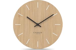 Cander Berlin MNU 2730 E Modern tyst träfaner ek ingen tickande väggklocka för tyst analog vardagsrum 28 cm
