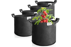 com-four® Sac à Plantes 5X 60 L pour Pommes de Terre - Bacs à tomates avec poignées - Sac à Plantes - Pot à Plantes à tomates - Sac de Protection des Plantes (60 L - 5 pièces)