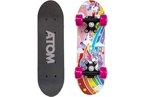 HTI Atom 17" Skateboard for Beginners or Pros | Kids & Teenager Maple Board With 3" PP Trucks | Mini Cruiser Complete | Suitable for All Aged 5+ (Unicorn)