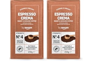 ‎BY AMAZON by Amazon Espresso Crema gemahlener Kaffee 500 g (2 x 250 g) - Mittlere Röstung Rainforest Alliance-Zertifizierung (Früher Marke Happy Belly)