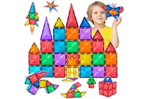 MOOKCUY Magnetic Tiles Toys Ages 3-8 Boys Girls Gift kids Magnetic Building Blocks Set Toysfor Toddlers STEM Creativity Gifts Toys for 3 4 5 6 7 8+ year old Girls Boys Christmas Birthday