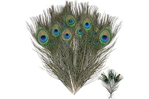 TUXUZAL Künstliche Pfauenfedern Deko 15 Stück Pfau Federn Künstliche Schwanzfedern Bastelfeder Natürliche Pfauenfedern Pfau-Augen Federn zum Basteln 25-30 cm Feder für Hut Maske Dekorationen DIY Handwerk