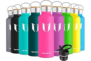 Super Sparrow Butelka na wodę ze stali nierdzewnej - 350 ml / 500 ml / 620 ml / 750 ml / 1L - Izolowana próżniowo metalowa butelka na wodę - Kolba bez BPA ze słomką do pracy, siłowni, podróży, sportu