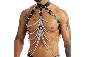 Aislor Arnés de Pecho Cuero Hombre Sexy Punk Harness Cinturón Tirantes de Charol Sexy Cuerpo Músculo Mirada Mojada Clubwear Disfraz de Fiesta Noche