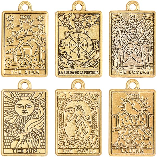 40 Ciondoli Tarocchi In Lega Tibetana - Argento Dorato E Antico, Foro 2mm, Per Gioielli Fai-da-te - Foto 7