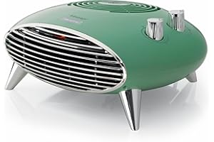 Ariete 8211 Grzejnik stołowy, grzejnik elektryczny, 2000 W, termostat, cichy, chromowany grill i nóżki, zielony