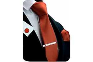Gusleson New 3.15"（8cm） Solid Color Necktie and Pocket Square Cufflinks Clip Set