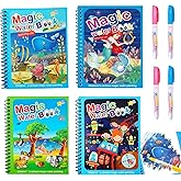 Toy Imagine 4-Pack Water Magic Coloring Books with Refillable Pens - No-Mess Water Reveal Activity Book Set for Kids - Reusab