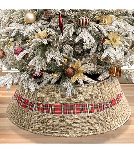 106cm Jupe De Sapin En Velours Forme Éventail Avec Dentelle Dorée Scintillante - Décorations De Noël Campagnard, Idéal Cadeau Festif Toute L'Année | Leroy Merlin