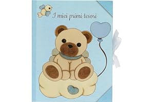 THUN - Scatola Ricordi Blu con Teddy - Bambini, Album e Ricordi - Carta - 24x30x10 cm