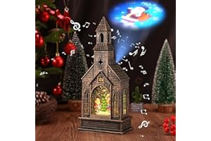 Augot Schneelaterne Weihnachtslaternen mit Projektion, USB Batterie LED Lantern with Snow Swirl Weihnachts-Schneekugellaterne Musikalische Weihnachtsdekoration Deko-Weihnachtsmann für Heimdekoration