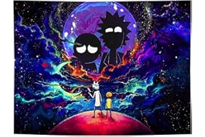 Fullfun Trippy Anime Tapestry for Bedroom, Colour Galaxy and Moon Tapestries, Psychedelic Art Tapestries Wall Hanging Decoration for Living Room Bedroom & Dorm 130 x 150 cm (50 x 60 Inch)