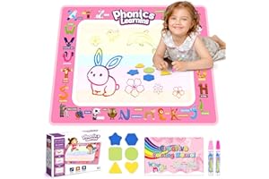 Gifitizi Kinderspielzeug ab 1 2 3 4 Jahre, Wassermalmatte Spielzeug ab 1 2 3 4 Jahre Mädchen Malmatte mit Wasserstift Geschenk Mädchen 1 2 3 4 Jahre Wassermalbuch Wasser Graffiti Matte(78 x 58 cm)
