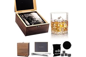 HONGCI Juego de Regalo de Vasos de Whisky - Regalos de Cumpleaños para Hombres 30º 40º 50º 60º, Juego de Vasos de Whisky para Aniversario, Navidad, Regalos de Acción de Gracias, San Valentín, Regalos del Día
