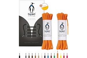 biped LACES 2 paires de lacets ronds en coton ø 2 mm fin - lacets ronds premium pour chaussures et bottes en cuir - indéchirables et lavables - made in EU z2900